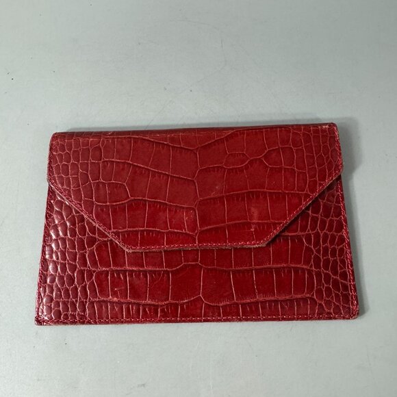Graphic Image New York Medium Envelope, Red Embossed Croc Leather - Picture 1 of 12